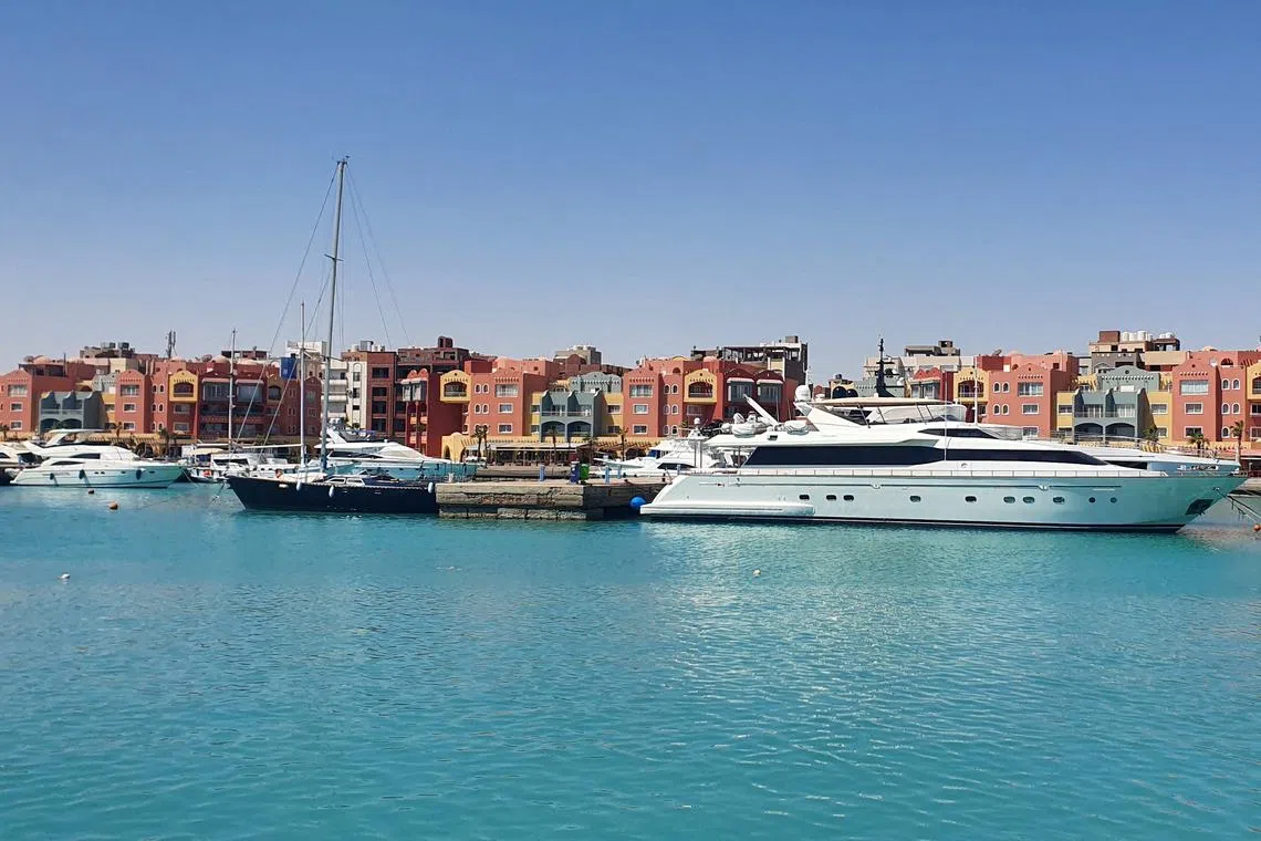 Yachts and boats are docked in the marina at the Egyptian Red Sea resort of Hurghada after a tourist boat sank off Red Sea coast, Egypt November 25, 2024. REUTERS/Stringer