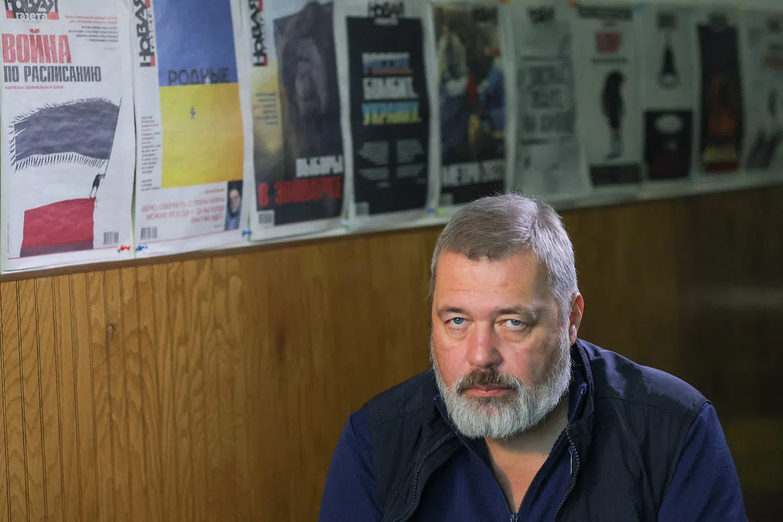 Dmitry Muratov, Nobel Peace Prize laureate and editor-in-chief of the investigative newspaper Novaya Gazeta, attends an interview with Reuters in Moscow, Russia September 22, 2022. REUTERS/Evgenia Novozhenina
