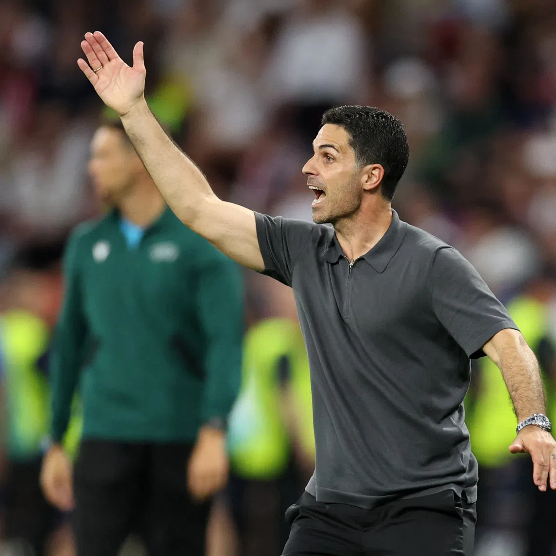 Soccer Football - UEFA Champions League - Final - Paris St Germain v Arsenal - Puskas Arena, Budapest, Hungary - May 30, 2026 Arsenal manager Mikel Arteta reacts REUTERS/Andrew Boyers