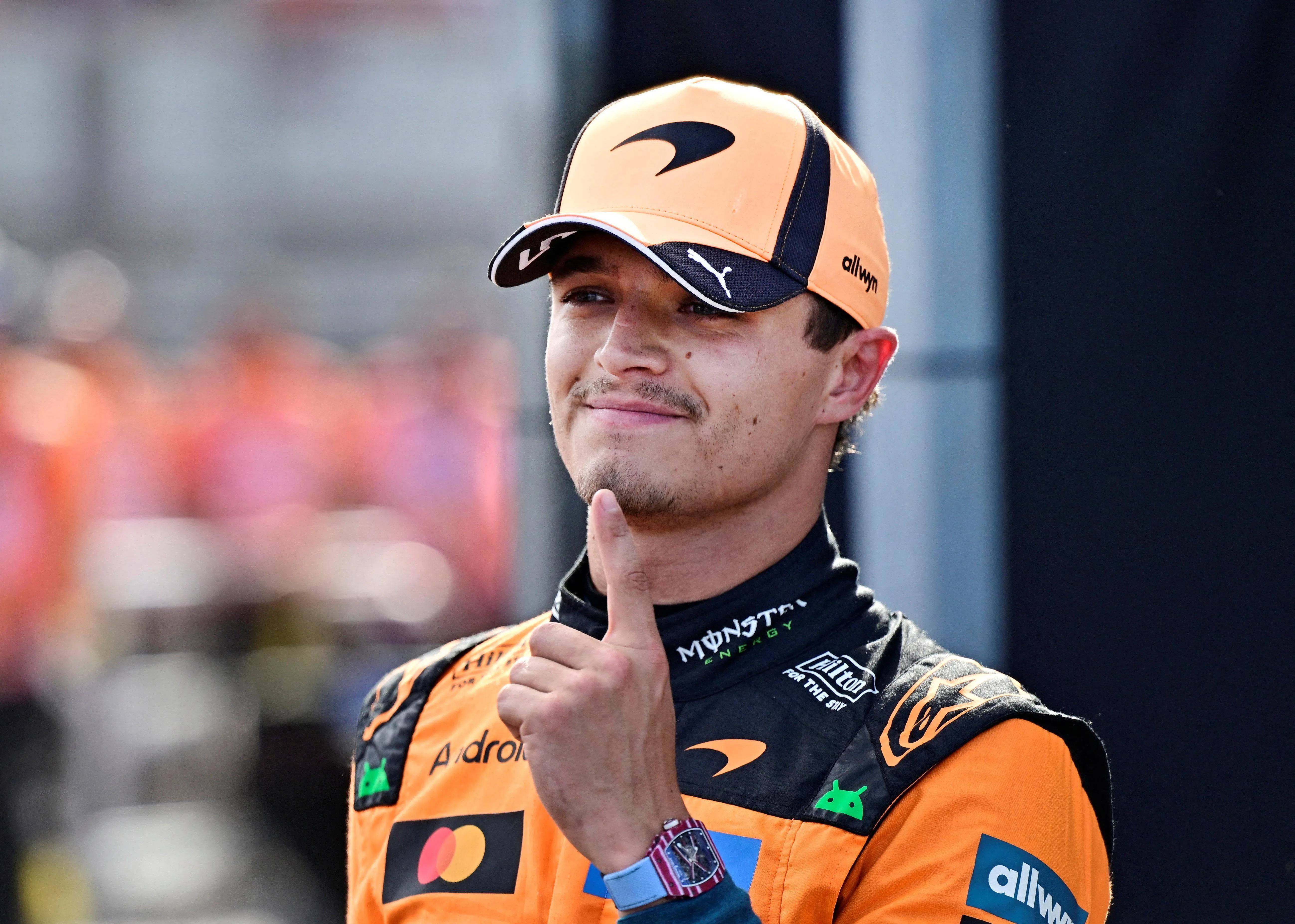 Formula One F1 - Hungarian Grand Prix - Hungaroring, Budapest, Hungary - July 25, 2026
McLaren's Lando Norris celebrates after qualifying in pole position REUTERS/Marton Monus     TPX IMAGES OF THE DAY