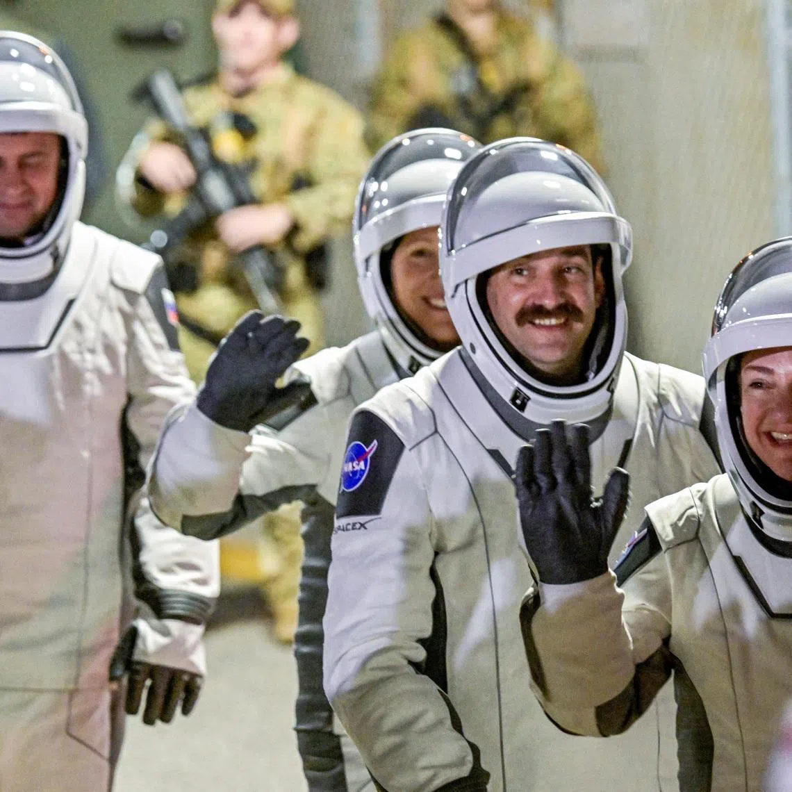 FILE PHOTO: NASA’s Crew-12 members, Russian cosmonaut Andrey Fedyaev, ESA astronaut Sophie Adenot, NASA astronauts Jack Hathaway and Jessica Meir  walk out of the Operations & Checkout Building at the Kennedy Space Center before transport to Launch Complex 40, ahead of their launch to the International Space Station, in Cape Canaveral, Florida, U.S., February 13, 2026. REUTERS/Steve Nesius/File Photo