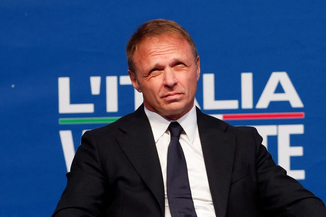 FILE PHOTO: Italian Agriculture Minister Francesco Lollobrigida attends a Brothers of Italy party's event in Rome, Italy, October 22, 2023. REUTERS/Remo Casilli/File Photo