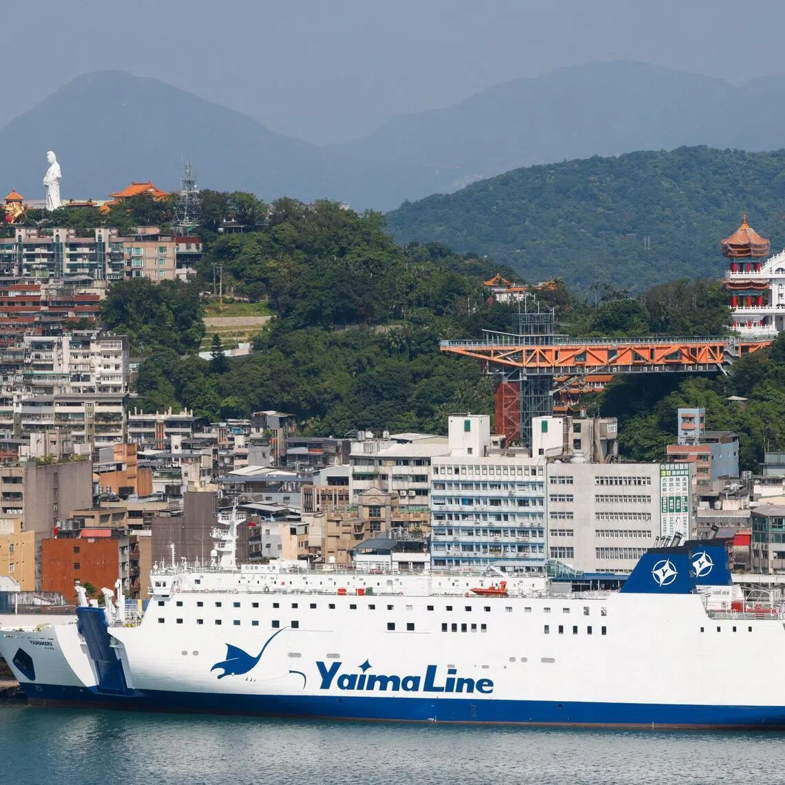 The Yaima Maru ferry, which will operate between Taiwan and Japan's Ishigaki Island in Okinawa Prefecture, is docked in Keelung, Taiwan, May 28, 2026. REUTERS/Ann Wang