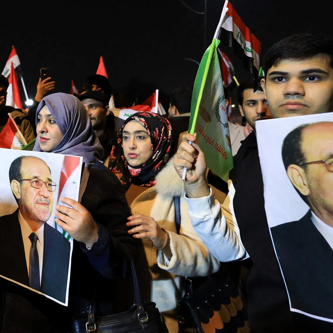 Supporters of former Iraqi prime minister Nouri al-Maliki protesting what they say is US interference in Iraq’s sovereignty on Jan 29.