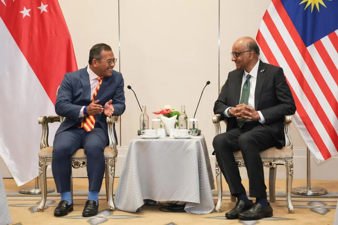 President Tharman meeting Selangor Menteri Besar Amirudin Shari the same day. The Singapore leader welcomed more exchanges between the Republic and the Malaysian state.