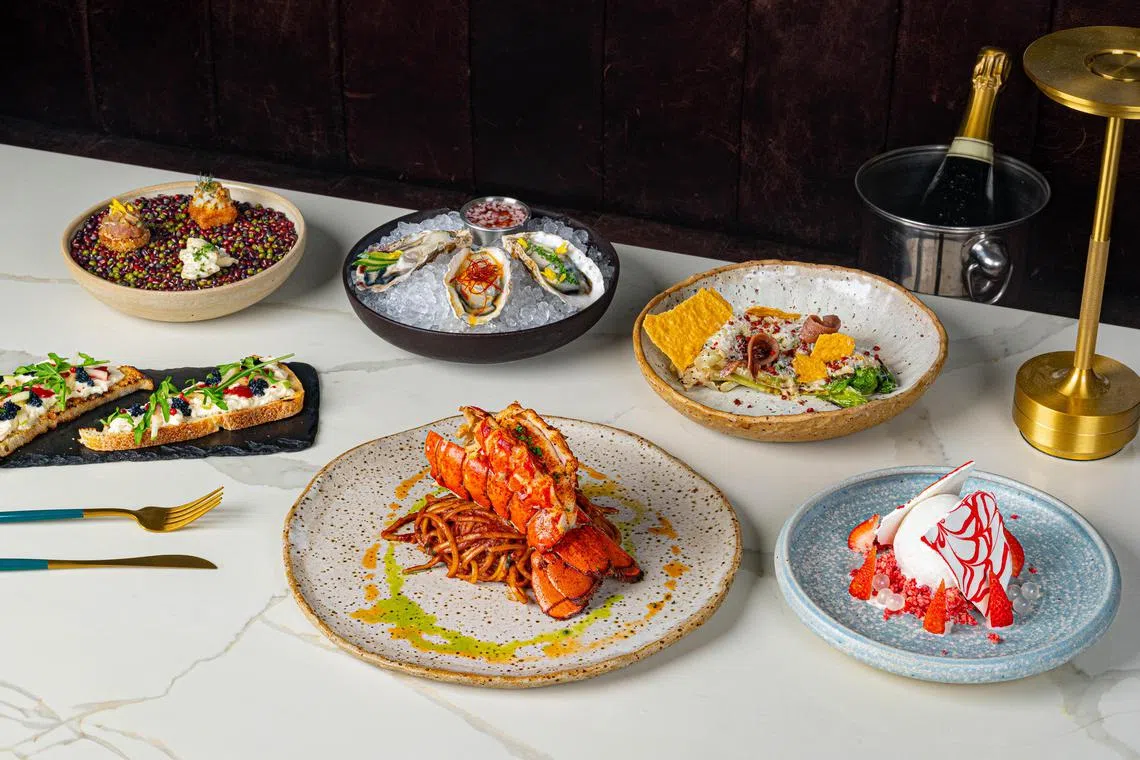 Some of the dishes in Angie’s Oyster Bar & Grill’s set menu.