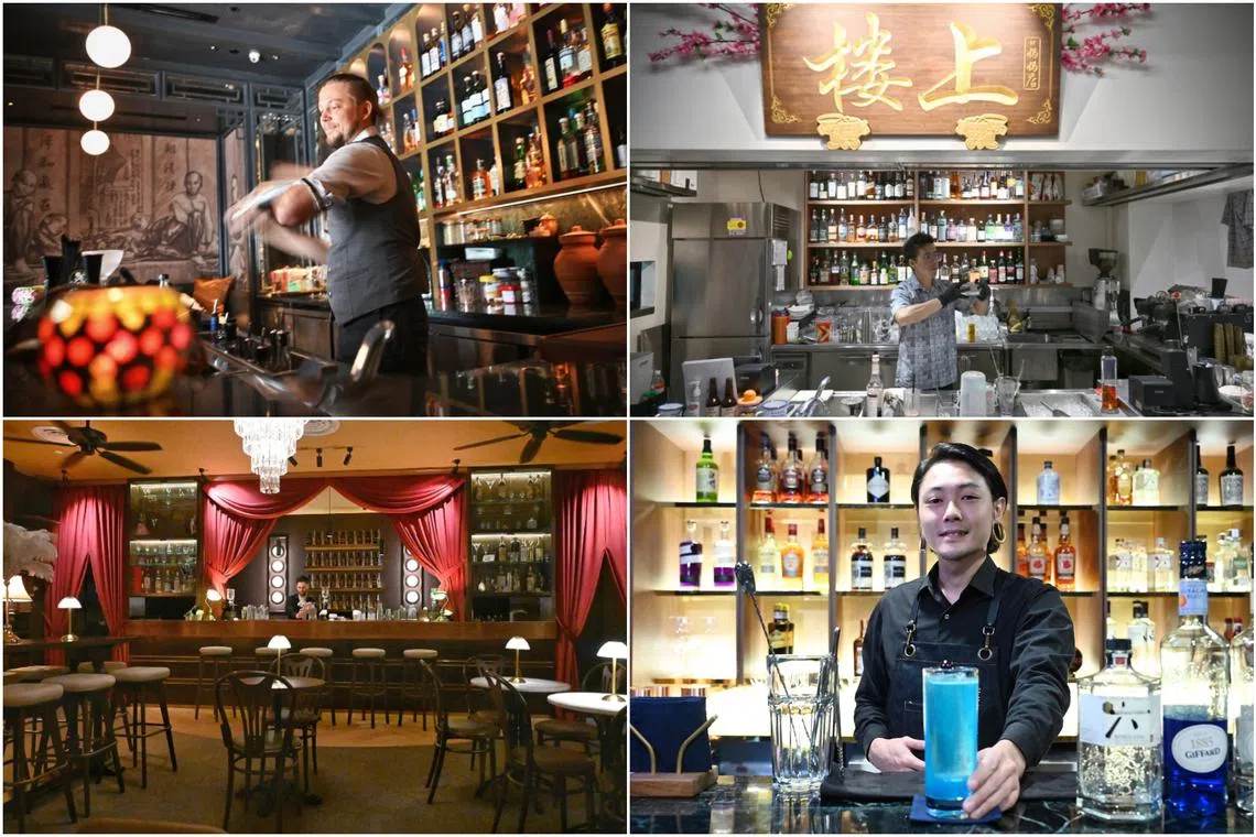 (Clockwise from top left) Speakeasy bars Chandu, Lou Shang, Close Shave and The Backdrop.