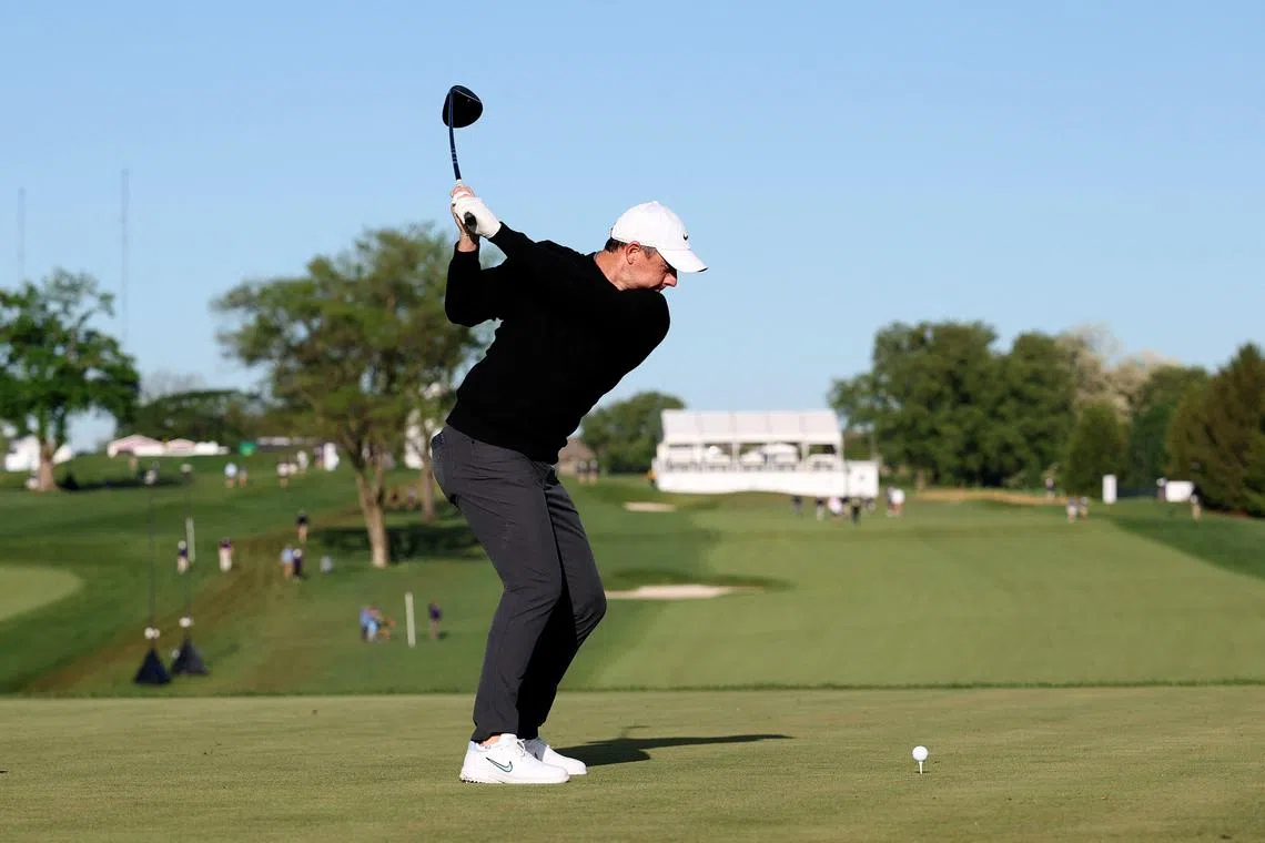 Northern Ireland's Rory McIlroy in action during the Pro Am event prior to the Truist Championship, in Flourtown, Pennsylvania, on May 7. 
