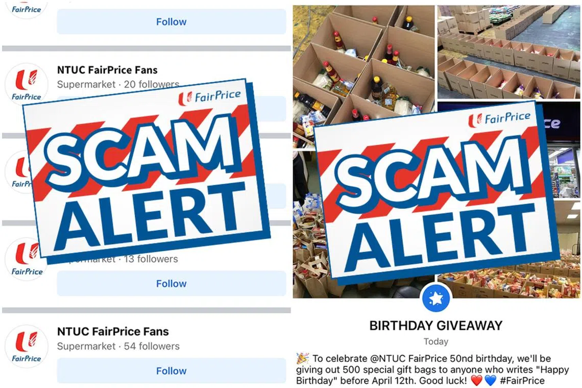 NTUC FairPrice said the giveaways on social media were not run or endorsed by the company.