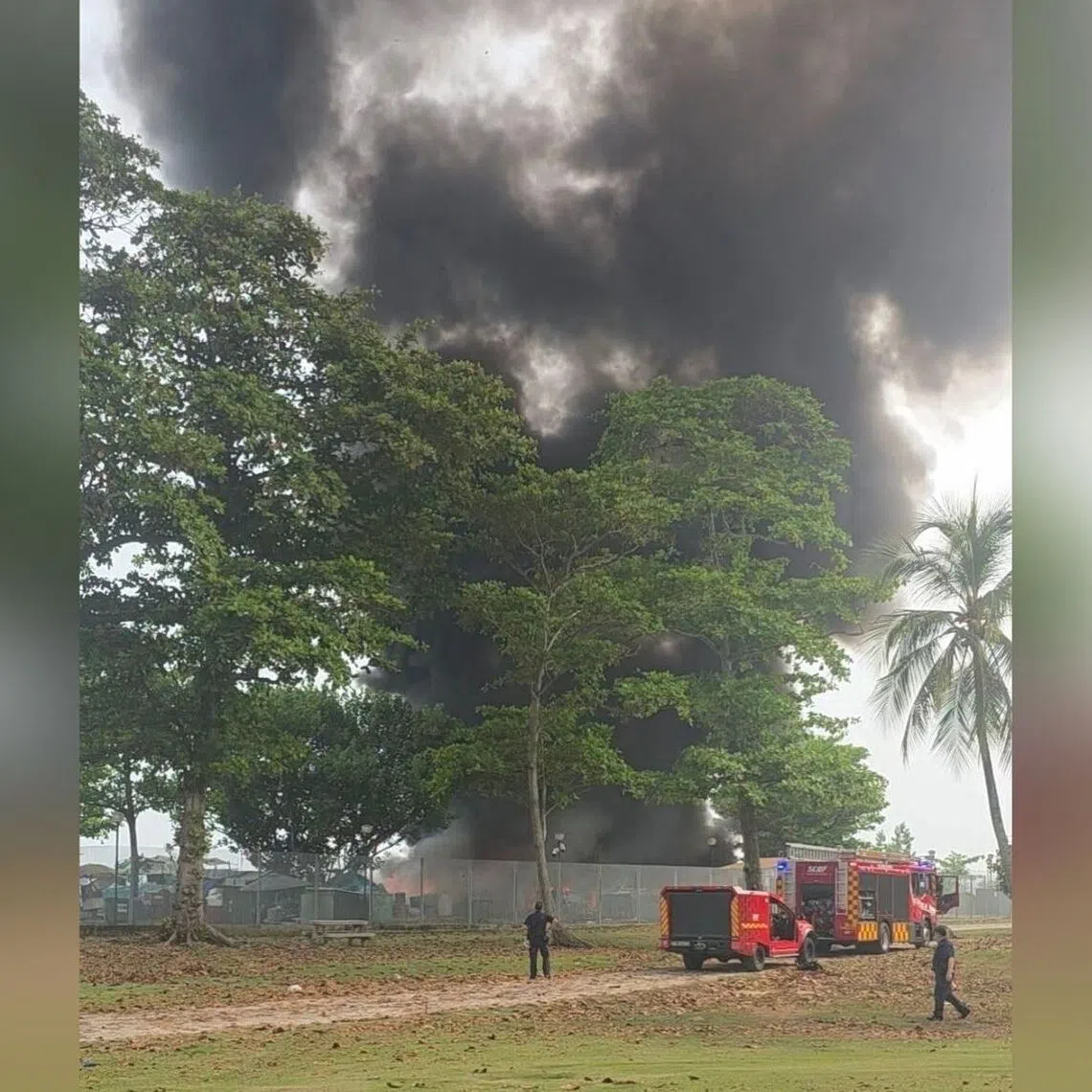 The fire, which involved boats and other items in a boat storage compound, was extinguished with two water jets.