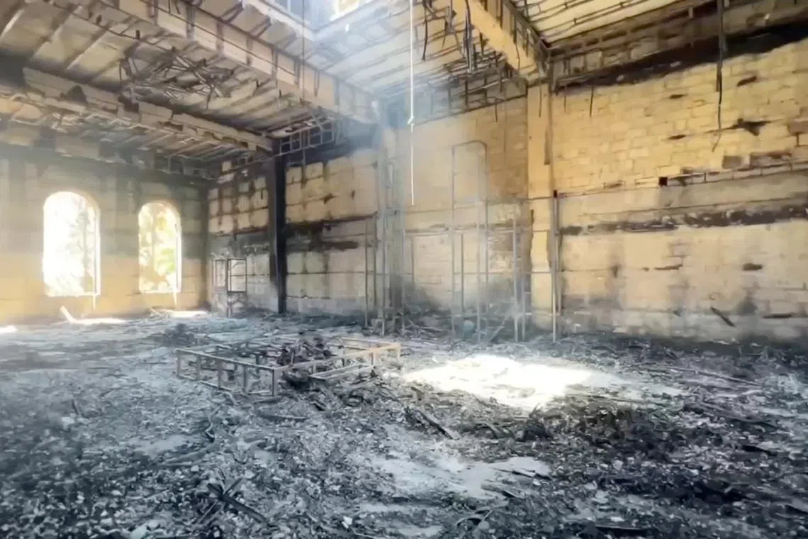 An interior view of Derbent synagogue following an attack by gunmen and a fire, in Derbent in the region of Dagestan, Russia June 24, 2024, in this still image from video. Head of the Dagestan region Sergei Melikov via Telegram/Handout via REUTERS/File Photo