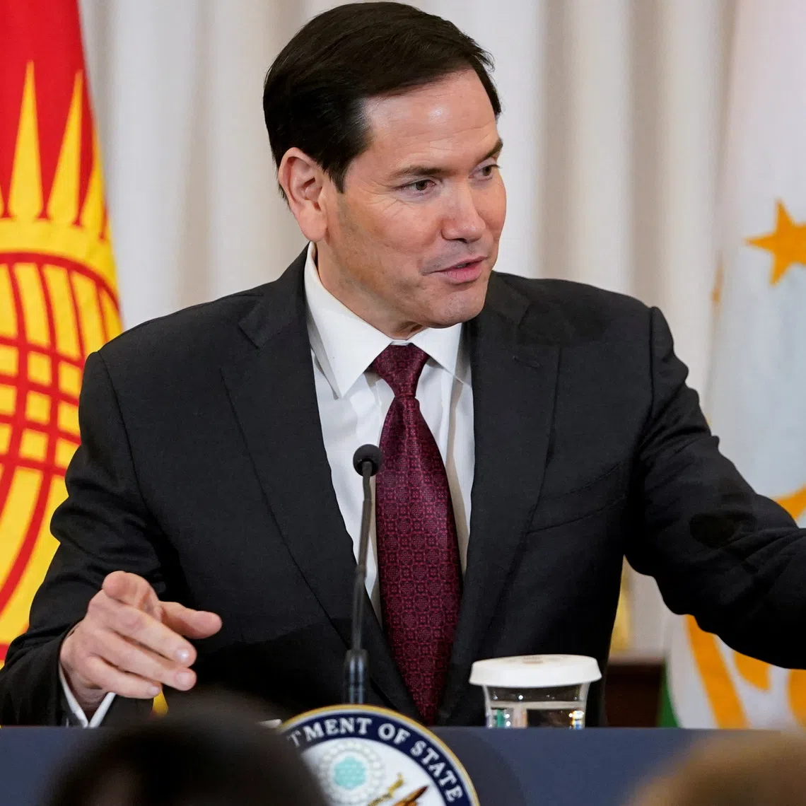 US Secretary of State Marco Rubio during a reception with Central Asian states' foreign ministers at the State Department in Washington, on Nov 5.