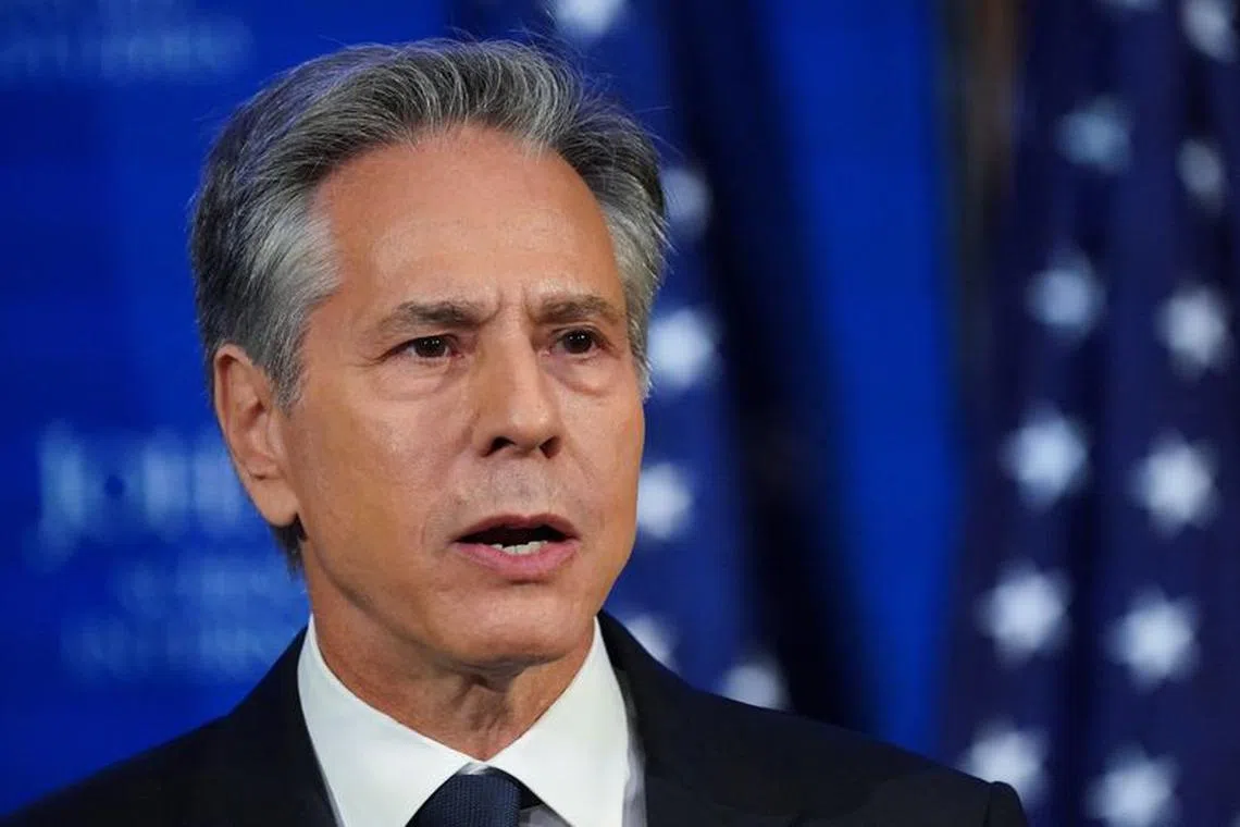 U.S. Secretary of State Antony Blinken speaks at the Johns Hopkins School of Advanced International Studies Brzezinski Lecture Series in Washington, U.S., September 13, 2023. REUTERS/Kevin Lamarque