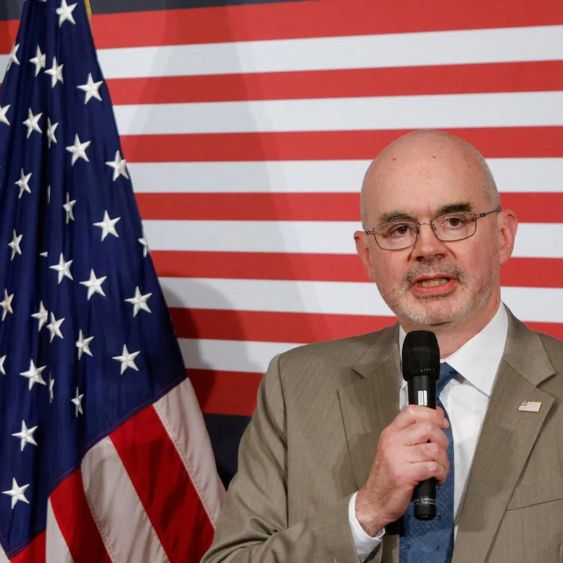 Director of the American Institute in Taiwan Raymond Greene speaks at a reception celebrating the upcoming U.S. Independence Day, in Taipei, Taiwan May 27,2026. REUTERS/Ann Wang