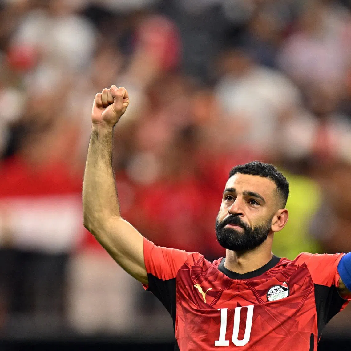 Soccer Football - FIFA World Cup 2026 - Round of 32 - Australia v Egypt - Dallas Stadium, Arlington, Texas, U.S. - July 3, 2026 Egypt's Mohamed Salah celebrates after the match as Egypt qualify for the Round of 16 stage of the World Cup IMAGN IMAGES via Reuters/Maria Lysaker