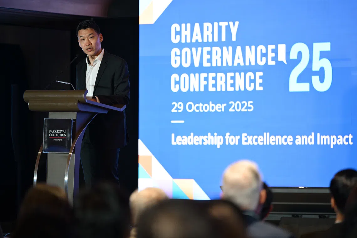 Acting Minister for Culture, Community and Youth David Neo speaking at the annual Charity Governance Conference on Oct 29.