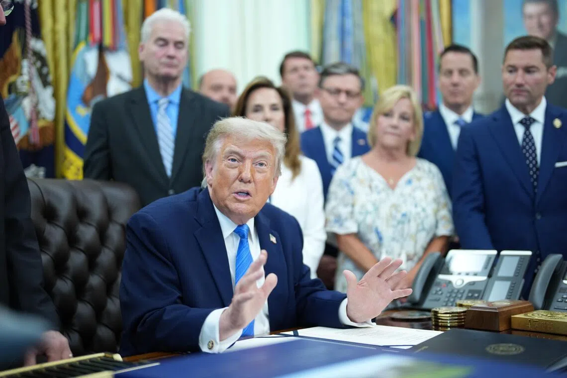 US President Donald Trump speaking to the media in the Oval Office of the White House on June 10.
