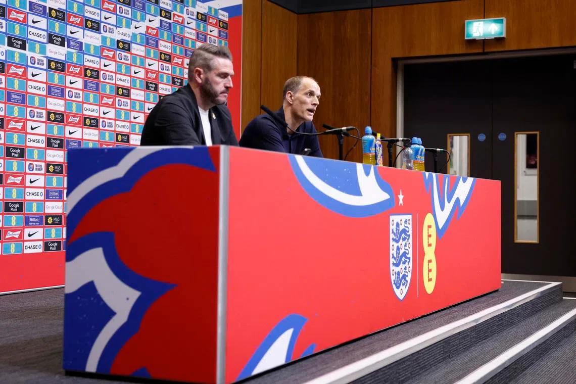 Soccer Football - FIFA World Cup 2026 - Thomas Tuchel announces England squad - St George's Park, Burton upon Trent, Britain - May 22, 2026 England manager Thomas Tuchel during the press conference Action Images via Reuters/Peter Cziborra