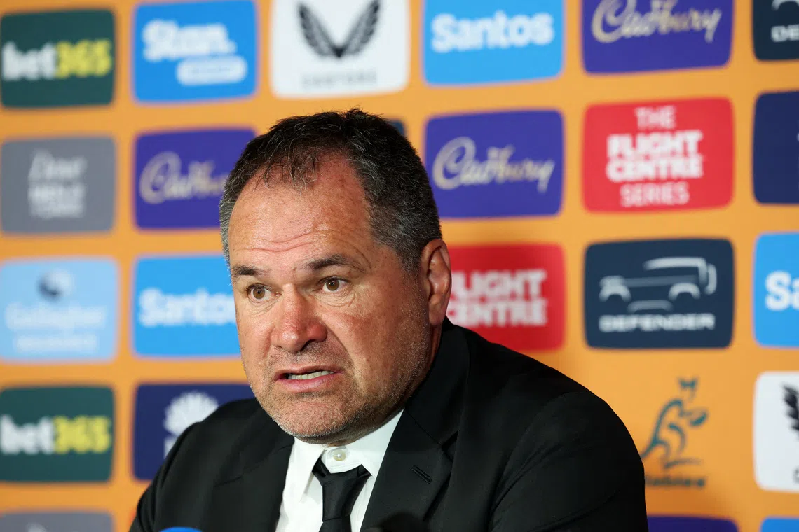 Rugby Union - Bledisloe Cup - Australia v New Zealand - Accor Stadium, Sydney, Australia - October 17, 2026 New Zealand coach Dave Rennie during the press conference after the match REUTERS/Hollie Adams