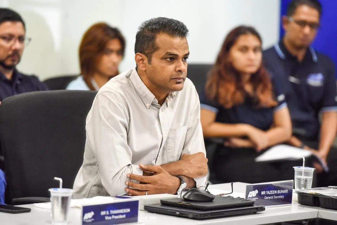 Yazeen Buhari at Jalan Besar Stadium during FAS' sharing of their SEA Games football review recommendations on July 7, 2023. He has been General Secretary of the FAS since Sept 2018.


(ST PHOTO: EUGENE TAN)