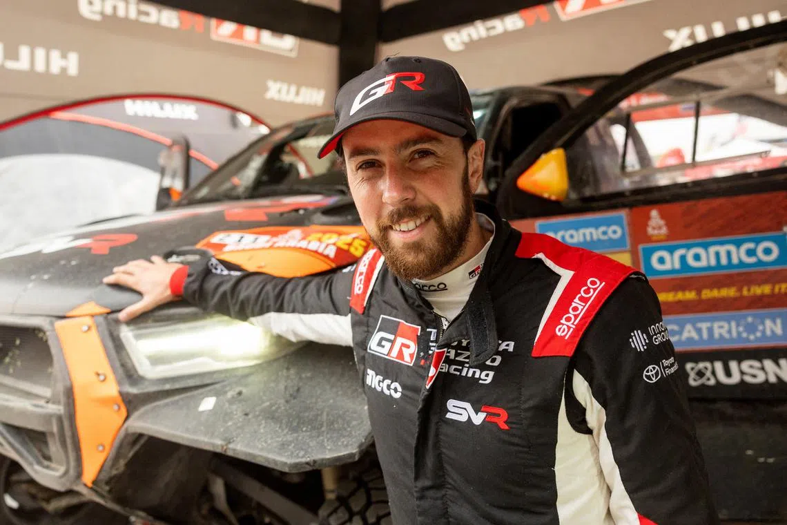 Rallying - Dakar Rally - Stage 7 - Al Duwadimi to Al Duwadimi - Saudi Arabia - January 12, 2025 IMT Evo Toyota Gazoo Racing's Henk Lategan after the stage in the bivouac REUTERS/Maxim Shemetov