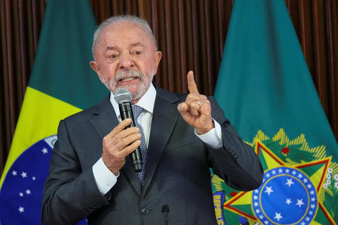 Brazil's President Luiz Inacio Lula da Silva speaks during a ministerial meeting after Trump administration proposed a new punitive tariff of 25% on many imports from Brazil, at the Planalto Palace in Brasilia, Brazil, June 3, 2026. REUTERS/Adriano Machado