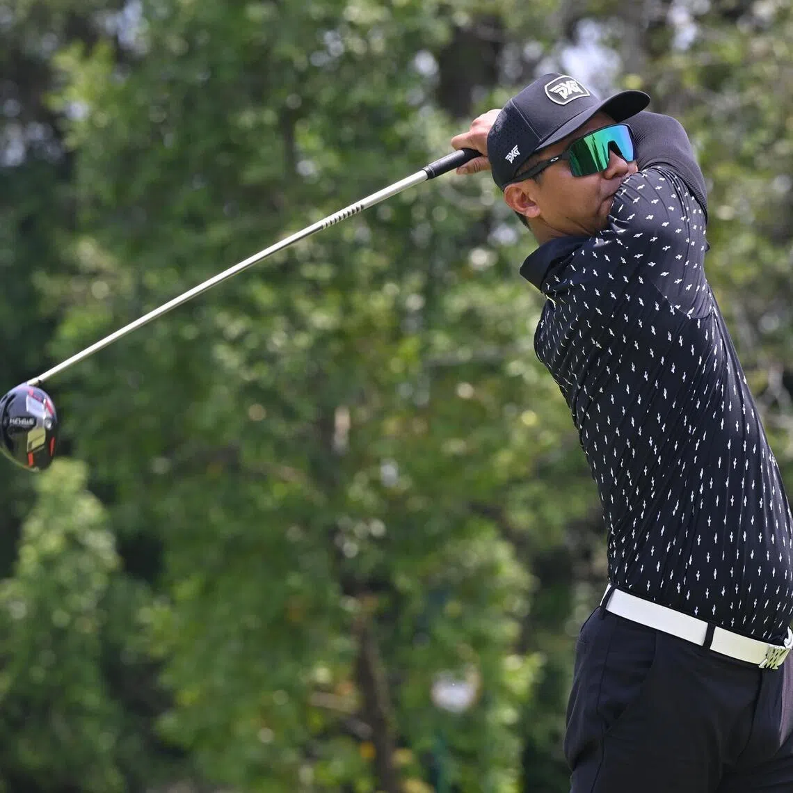Orchid Country Club's Allen Gong teeing off at The Straits Times & Business Times Corporate Golf League at Sentosa Golf Club’s Tanjong course on April 10. 
