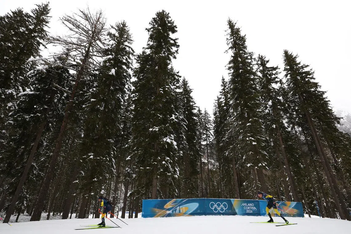 Milano Cortina 2026 Olympics - Biathlon Training - Anterselva Biathlon Arena, South Tyrol, Italy - February 04, 2026 Team Sweden in action during training REUTERS/Matthew Childs