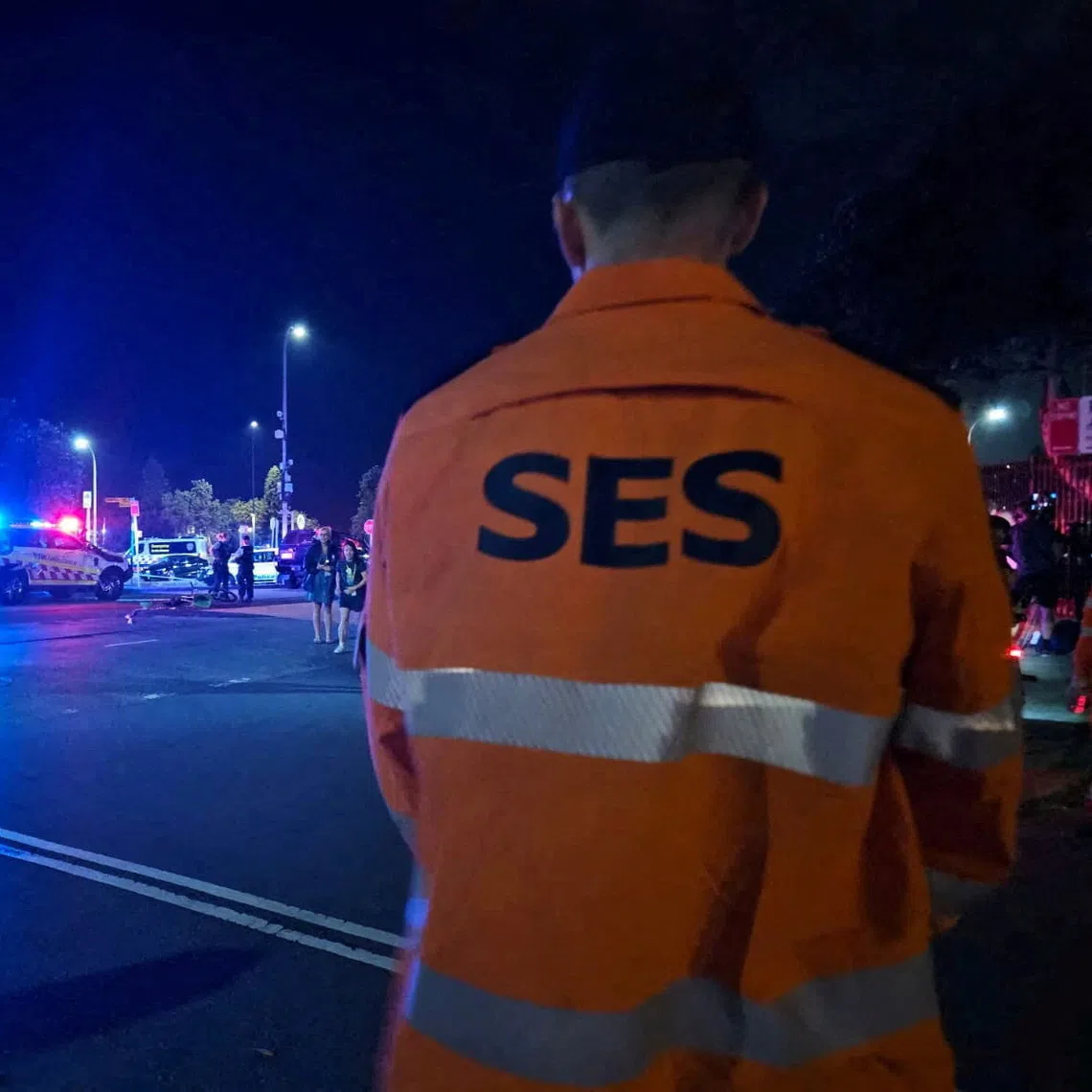 An Australian State Emergency Service (SES) member operates at the scene of a shooting incident at Bondi Beach, Sydney, Australia, December 14, 2025. REUTERS/Cordelia Hsu