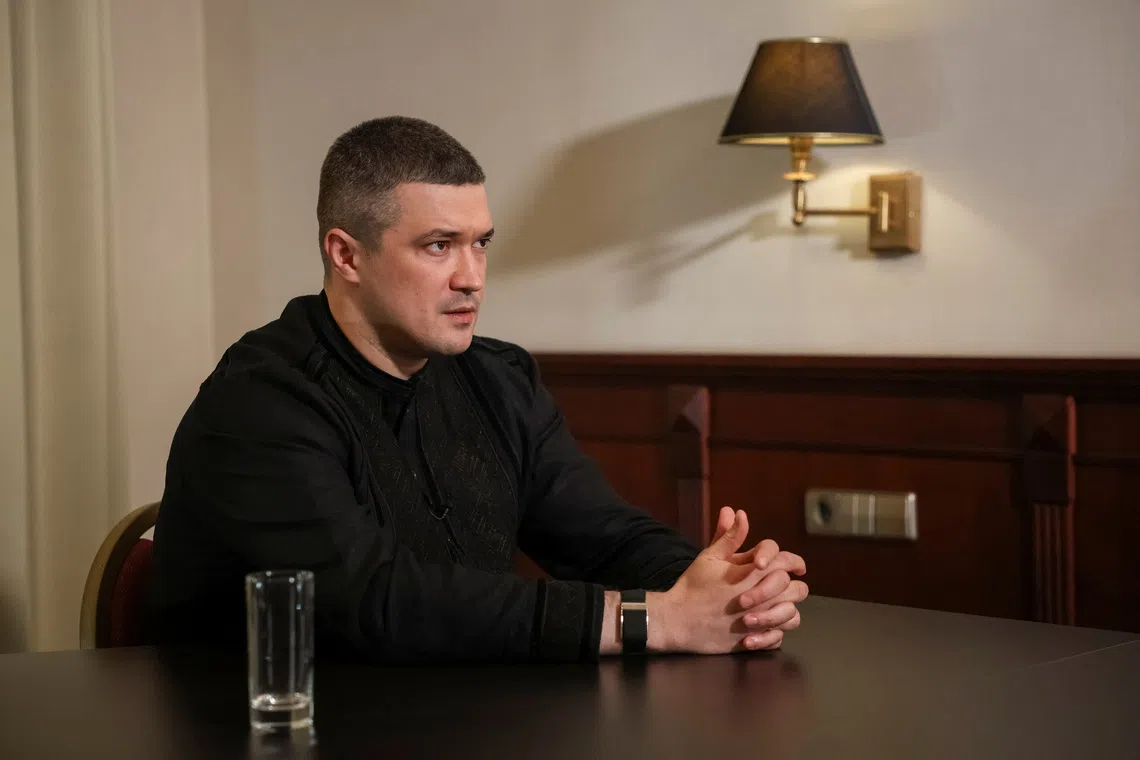 Former Defence Minister of Ukraine Mykhailo Fedorov speaks during an interview with Reuters, amid Russia's attack on Ukraine, in Kyiv, Ukraine, August 24, 2026. REUTERS/Anatolii Stepanov