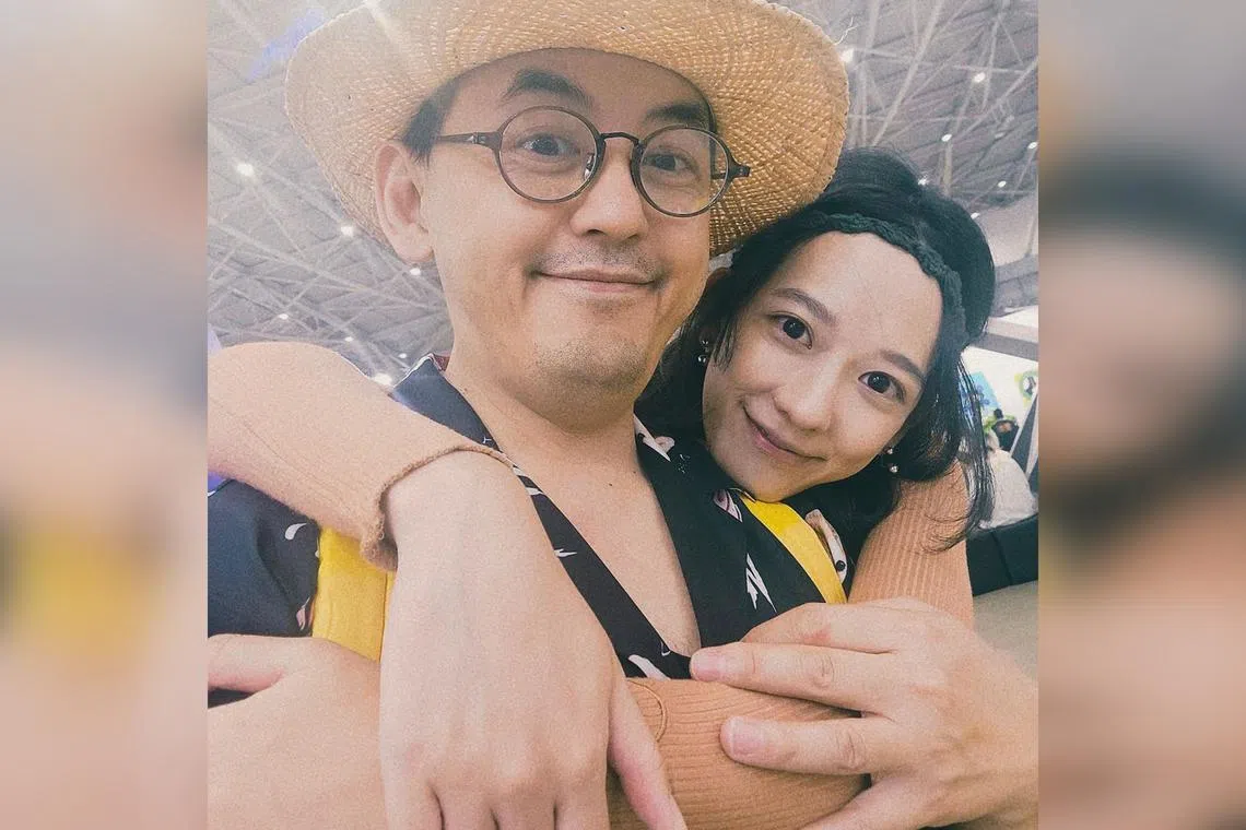 Taiwanese actress Summer Meng posted on Instagram for the first time since her husband TV host Mickey Huang (left) was questioned by police.