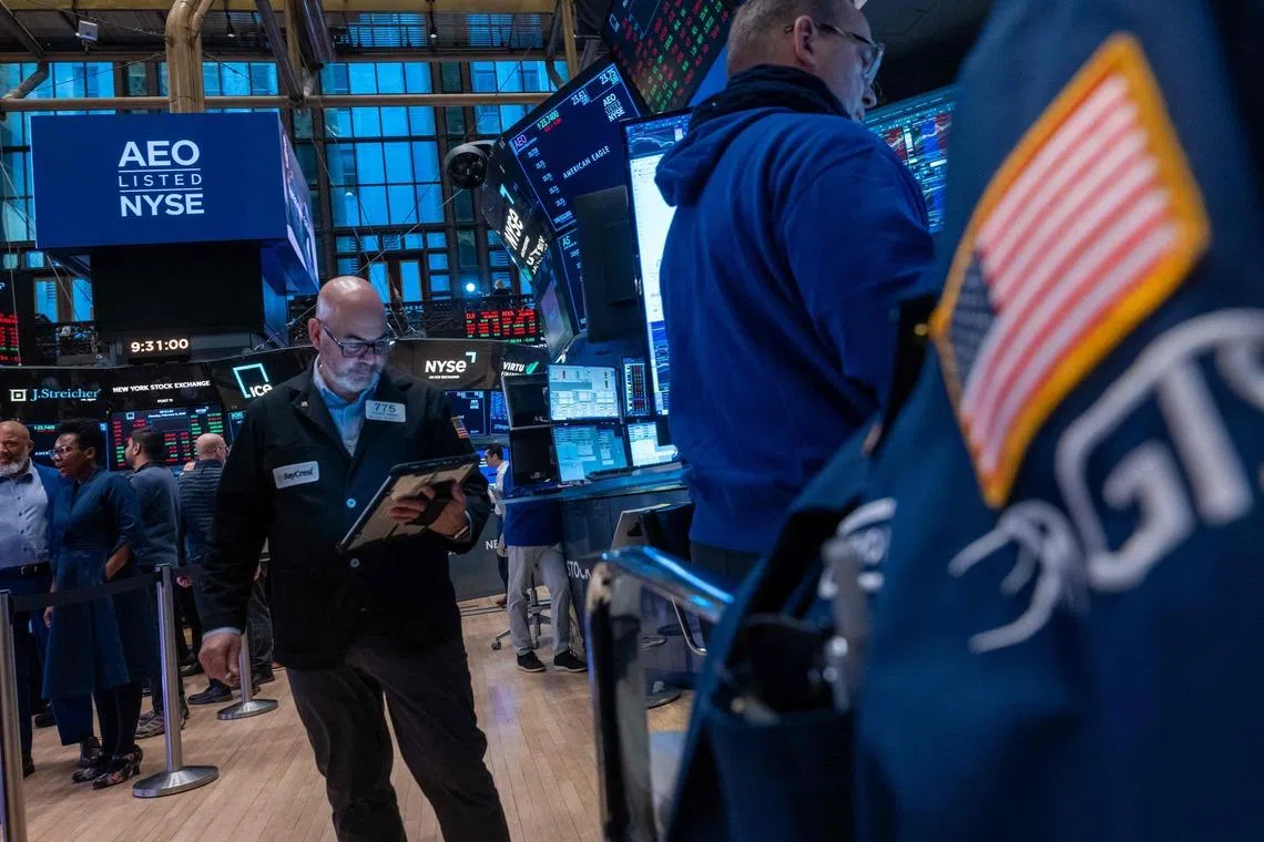 Traders working on the floor of the New York Stock Exchange, in New York City.