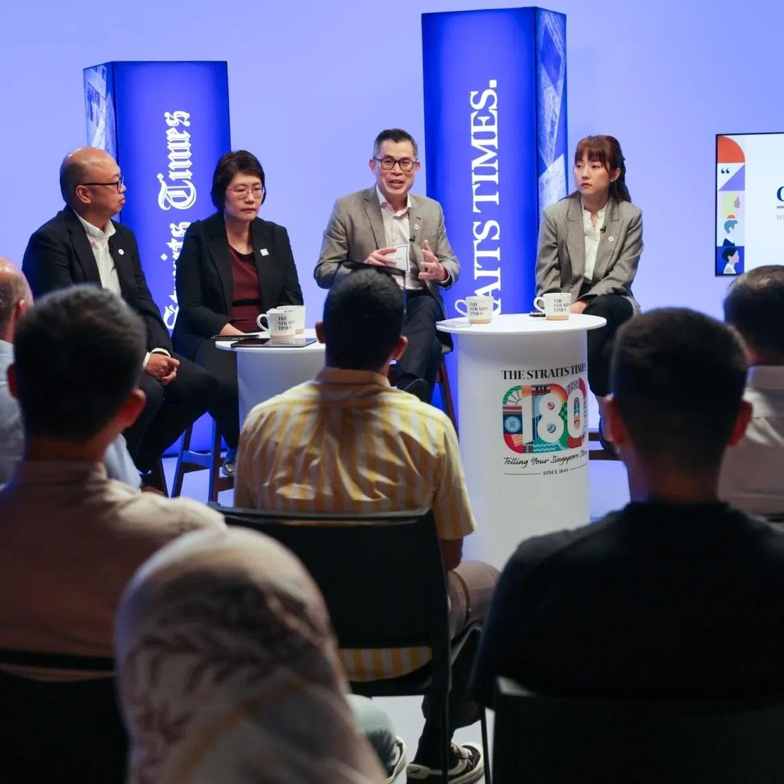 (From left) Moderator Jeremy Au Yong with ST's senior social affairs correspondent Theresa Tan, editor Jaime Ho and assistant news editor Audrey Tan at the Jan 14 dialogue.