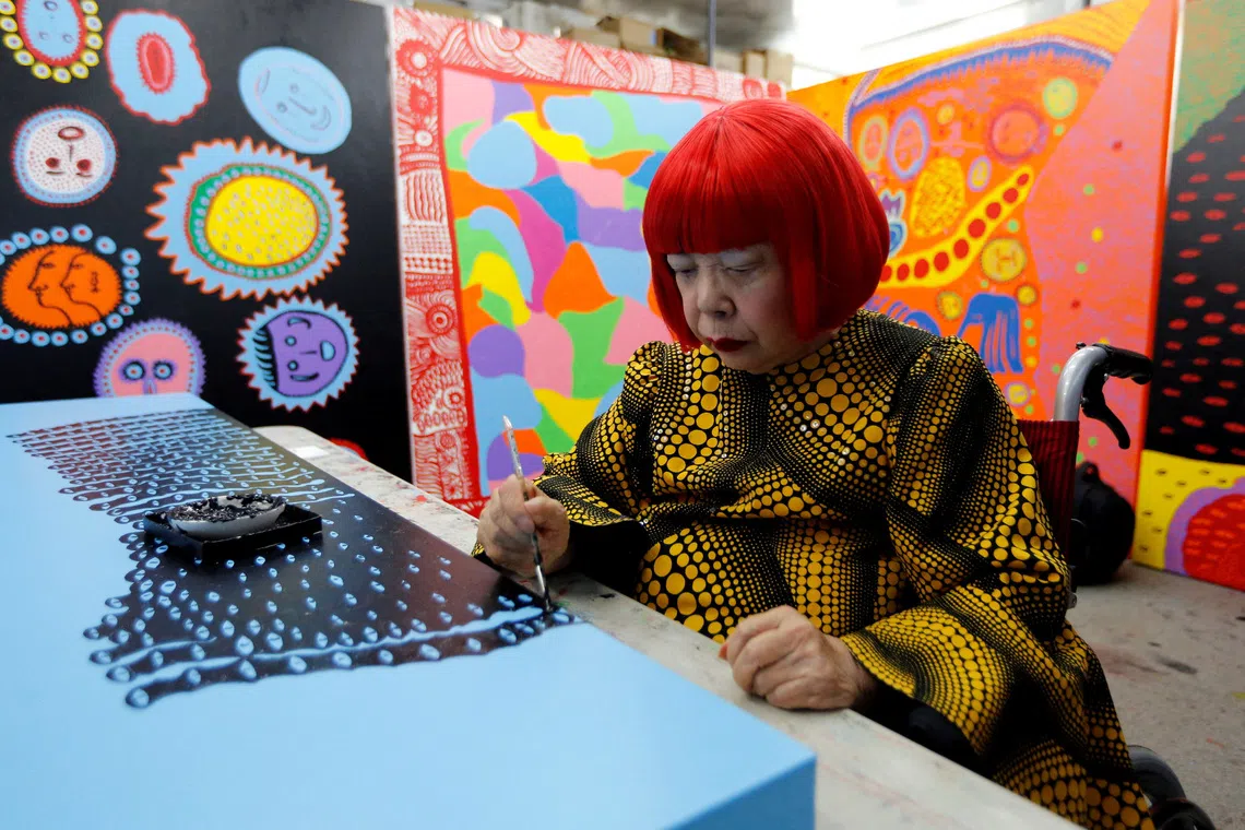Kusama began experiencing hallucinations at a young age, which she later depicted in her works as a means to overcome fears.
