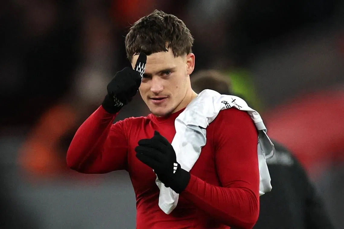 Soccer Football - FA Cup - Third Round - Liverpool v Barnsley - Anfield, Liverpool, Britain - January 12, 2026 Liverpool's Florian Wirtz celebrates after the match REUTERS/Phil Noble