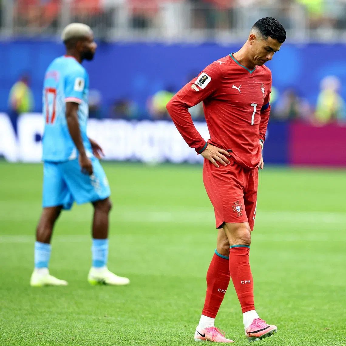 Portugal's Cristiano Ronaldo looks dejected after the match against DR Congo.