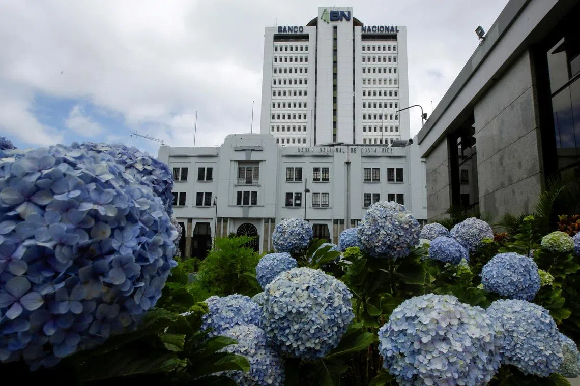 The National Bank of Costa Rica's headquarters photographed in San Jose, Costa Rica in 2020.  