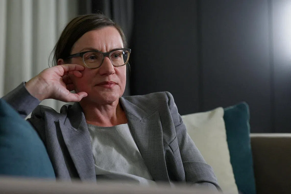 FILE PHOTO: President of the International Committee of the Red Cross (ICRC) Mirjana Spoljaric speaks during an interview with Reuters in Riyadh, Saudi Arabia, November 1, 2025. REUTERS/Mohammed Benmansour/File Photo