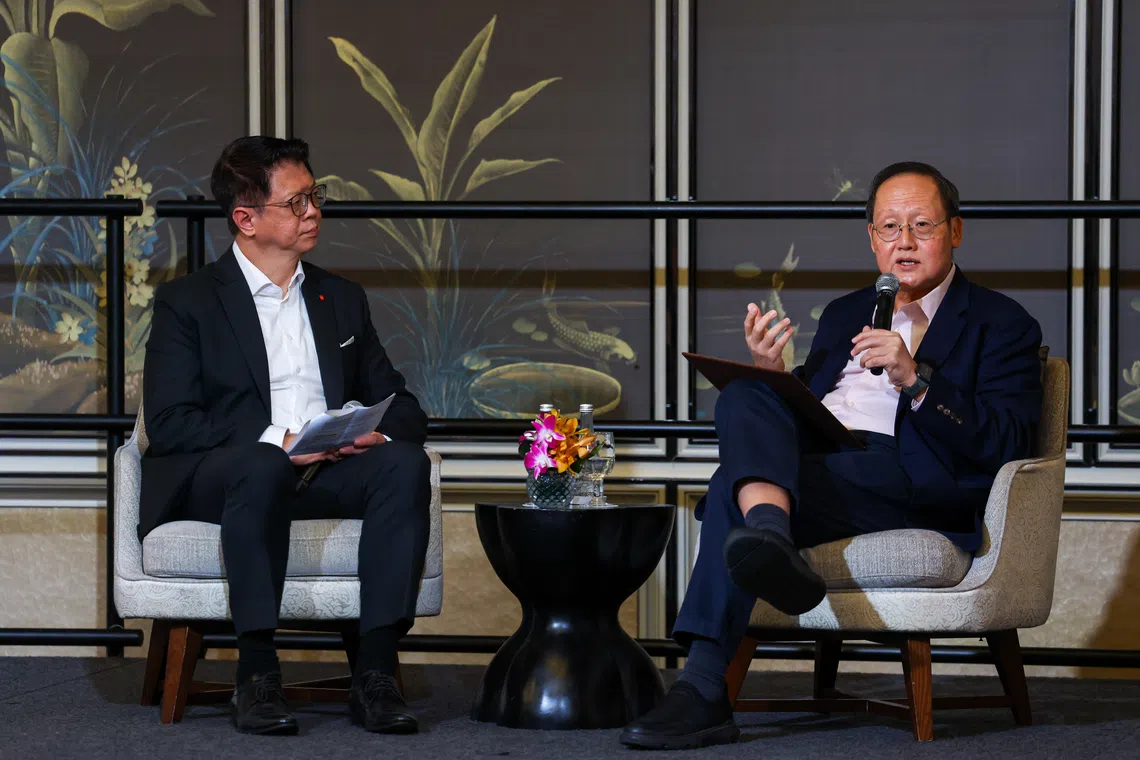Minister for Trade and Industry (Energy and Industry) Tan See Leng and DBS Singapore country head Lim Him Chuan at a dialogue session on Sept 16.