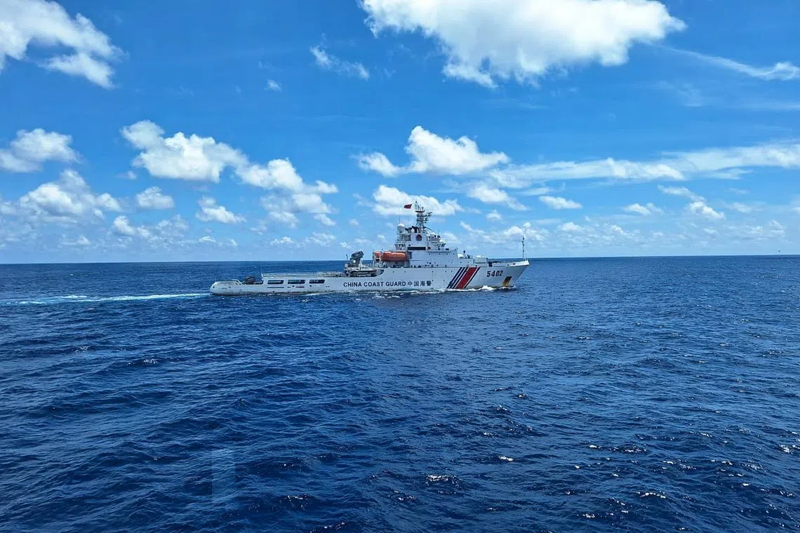 A Chinese coast guard ship sailing in Indonesia’s North Natuna waters in the South China Sea on Oct 25.