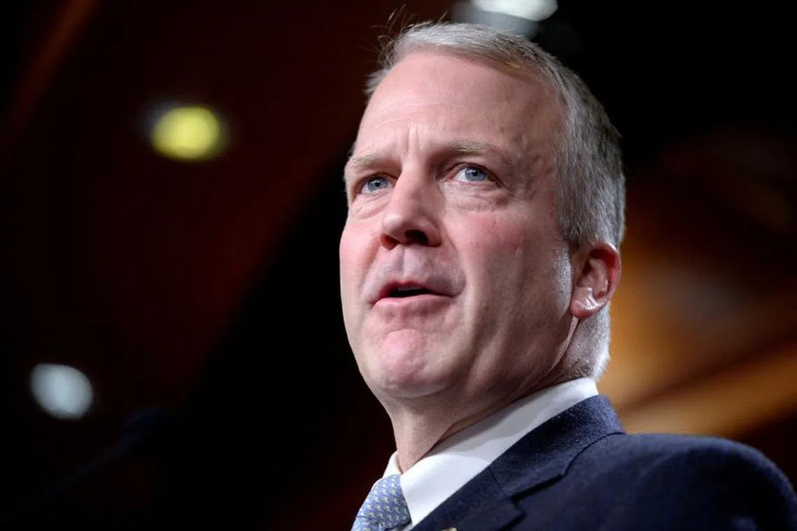 FILE PHOTO: U.S. Senator Dan Sullivan (R-AK) during a news conference on Capitol Hill in Washington, U.S., March 7, 2023. REUTERS/Bonnie Cash/File Photo