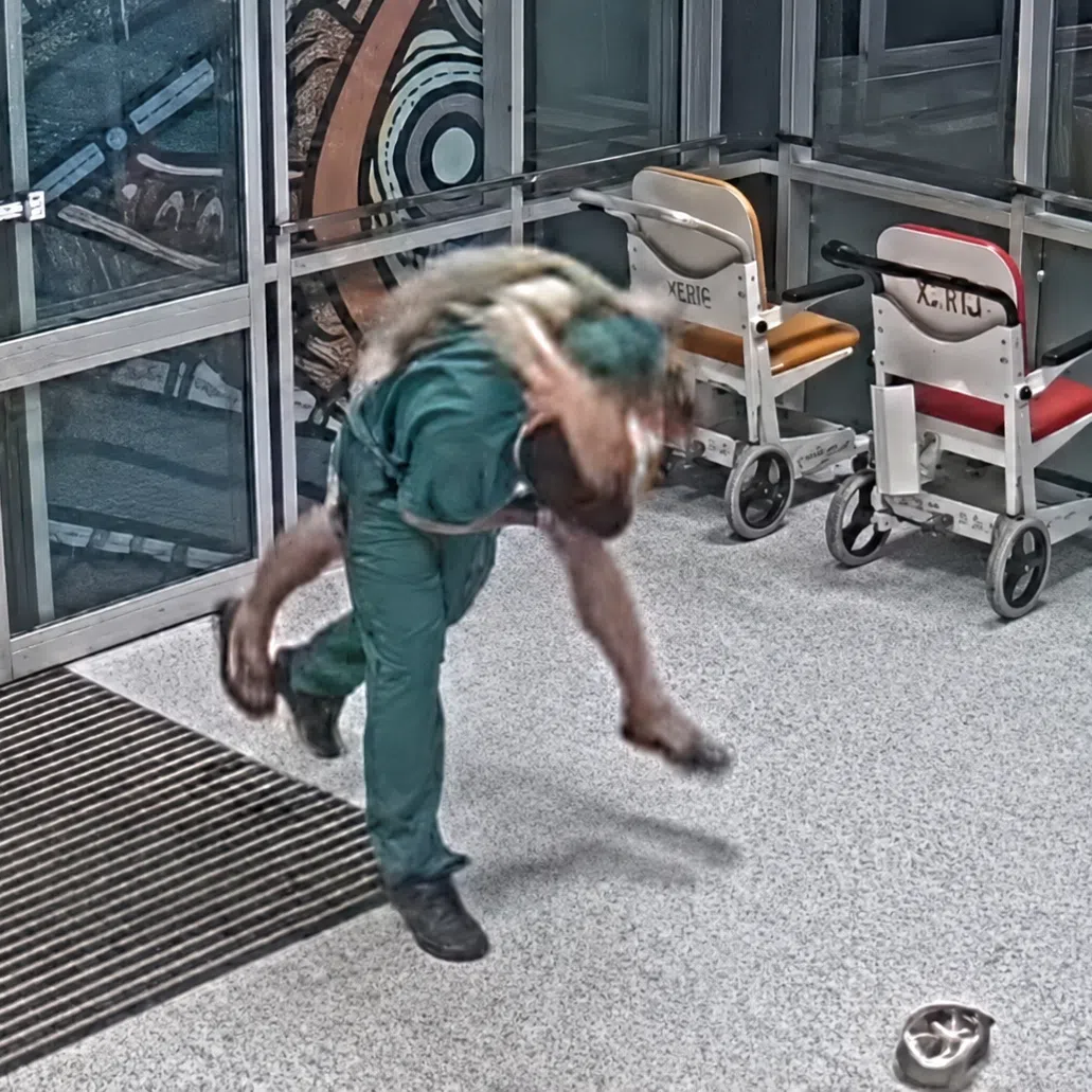 Security camera footage shows nurse Daniel Nelson taking down an intoxicated, aggressive man at the emergency department of the Royal Brisbane and Women’s Hospital.