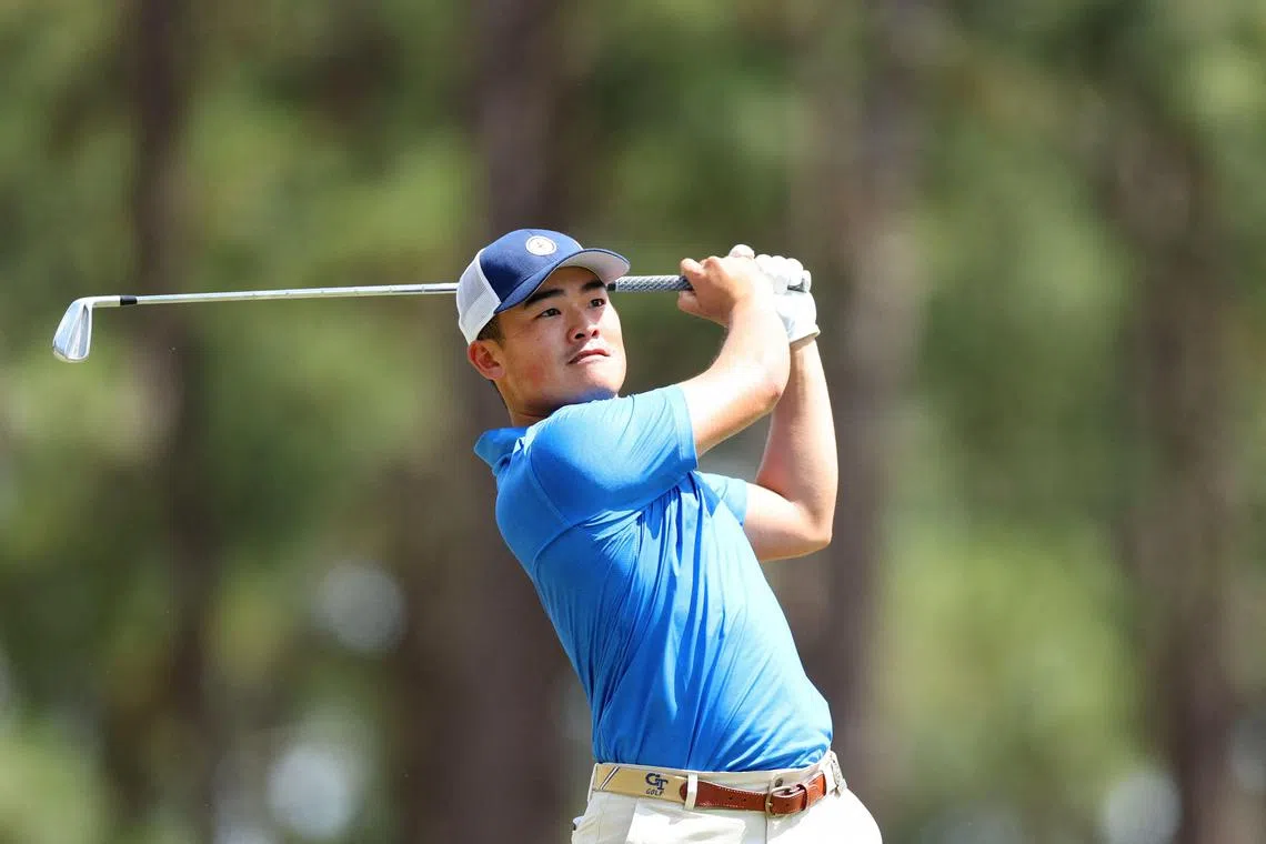 Singapore's Hiroshi Tai, 22, playing a shot on the 15th hole during a practice round prior to the US Open at Pinehurst Resort on June 11.