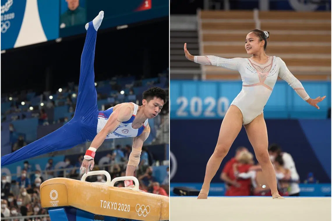 Chinese Taipei's Olympic silver medallist Lee Chih-kai (left) and South Korea's Olympic bronze medallist Yeo Seo-jeong.