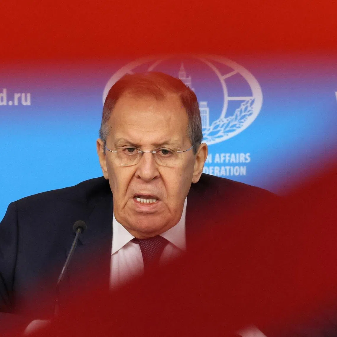 Russian Foreign Minister Sergei Lavrov speaks during his annual press conference in Moscow, Russia January 20, 2026. REUTERS/Shamil Zhumatov