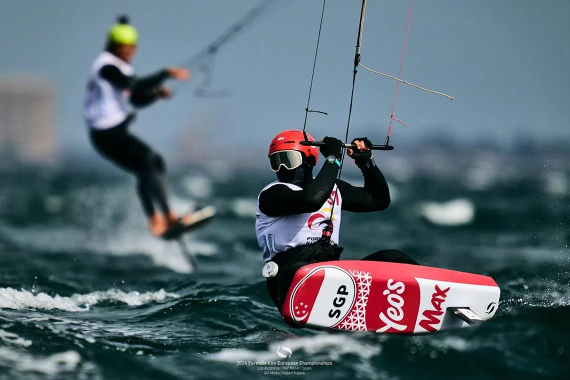 mtsail24 - Kitefoiler Maximilian Maeder at the Formula Kite European Championships 2024 in Mar Menor Spain.



PHOTO: INTERNATIONAL KITEBOARDING ASSOCIATION