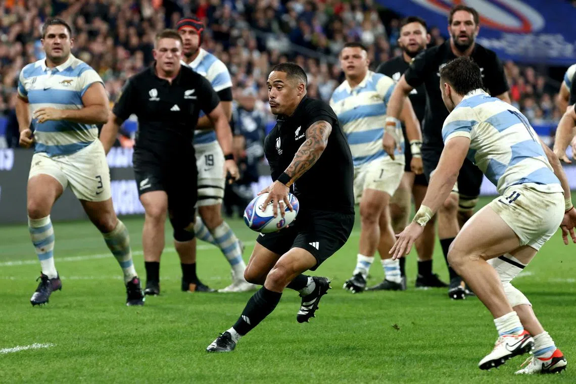 New Zealand's Aaron Smith during the Rugby World Cup semi-final against Argentina in which the All Blacks won 44-6.