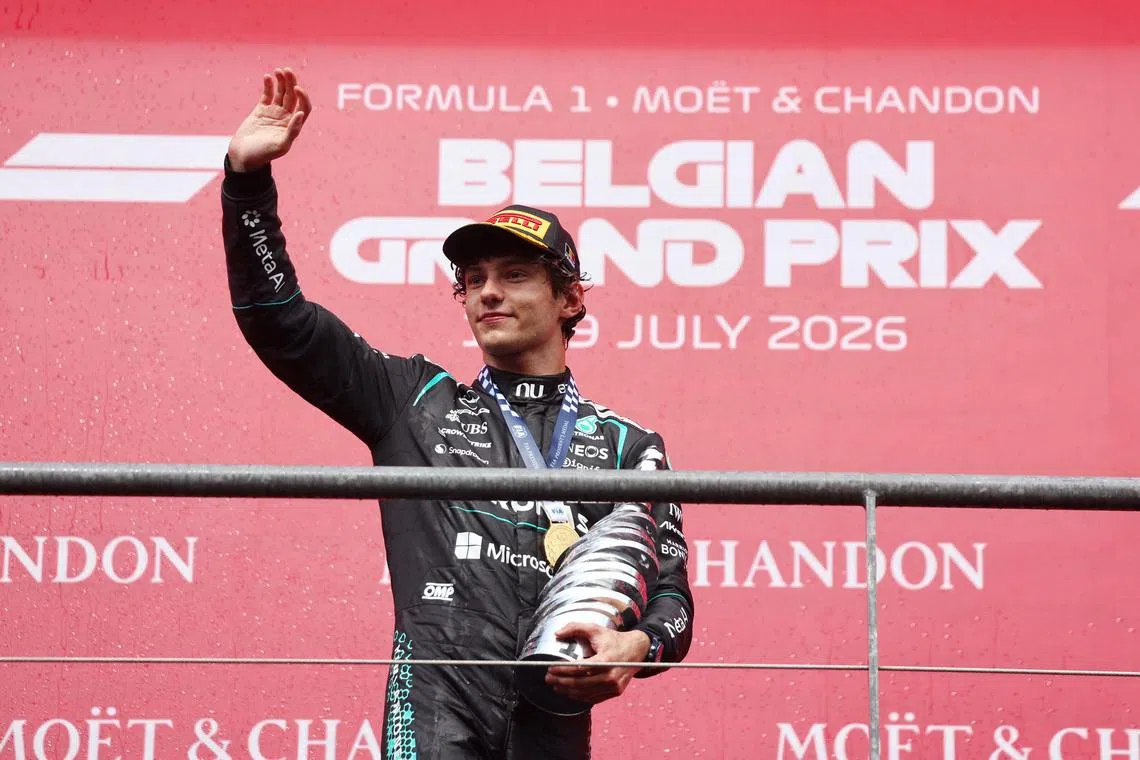 Kimi Antonelli wins Belgium Grand Prix as George Russell crashes out