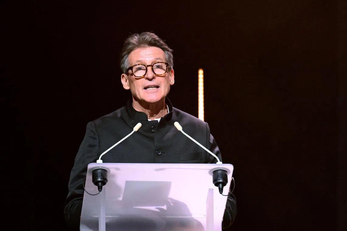 World Athletics president Sebastian Coe delivering a speech during the World Athletics Awards 2024 in Monaco on Dec 1.