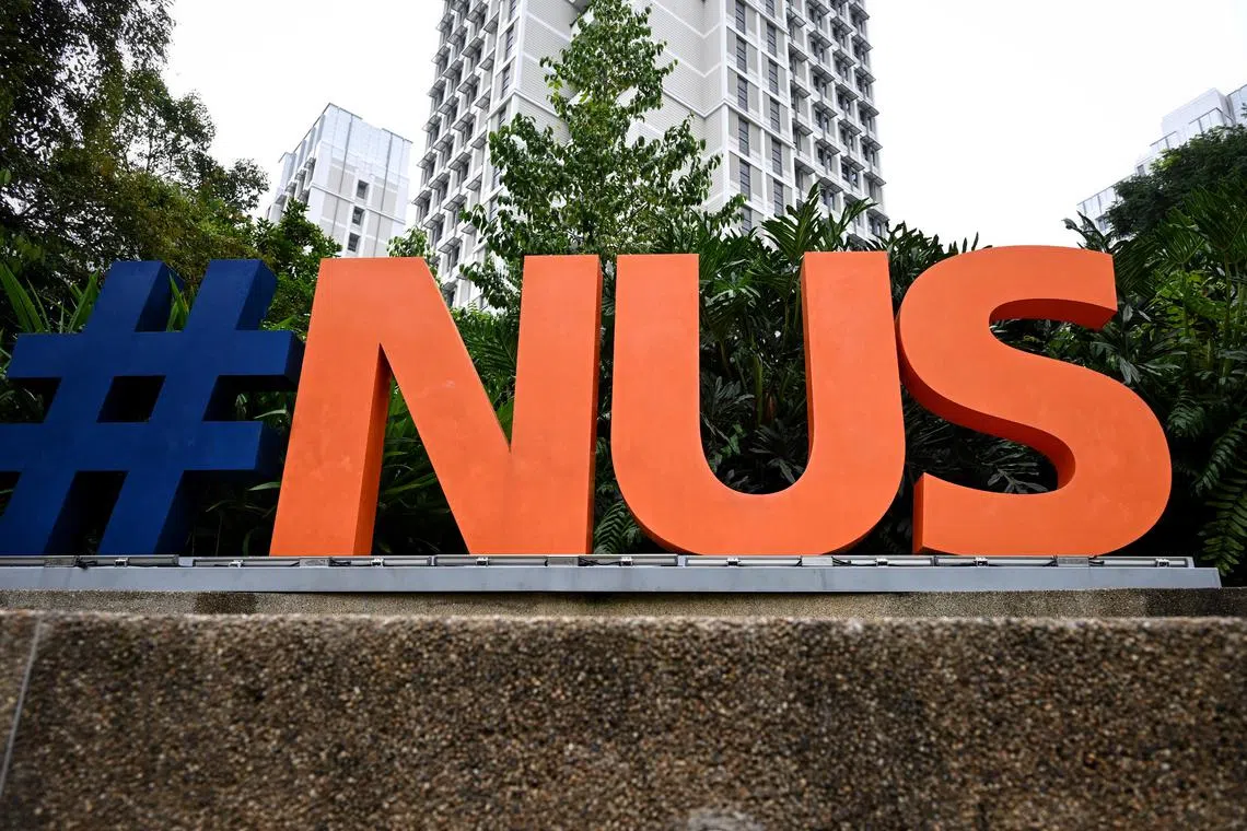 ST20240110_202450791120 Kua Chee Siong/ pixgeneric/ Generic pix of the NUS logo at the University Town in NUS on Jan 10, 2024.